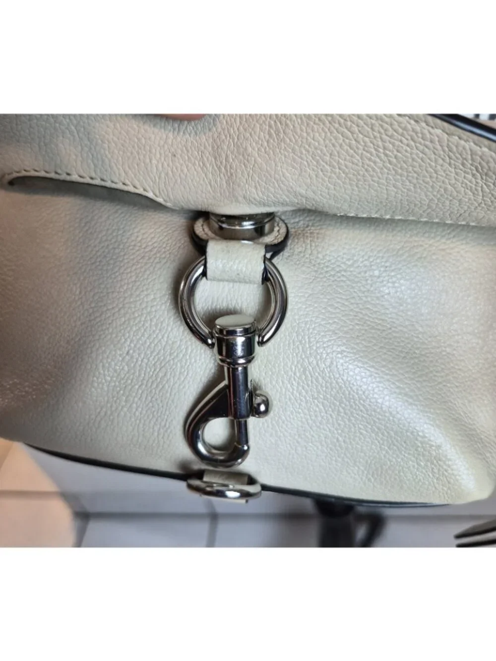 Rebecca Minkoff Crossbody Bag Cream Leather Fringe Adjustable Strap Handle
